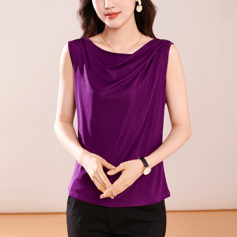 2024 m. vasaros elastingas acetato megztinis temperamentingas prancūziško stiliaus juosmens palaidinė moteriškas aukščiausios klasės vakarietiško stiliaus paprastas megztinis