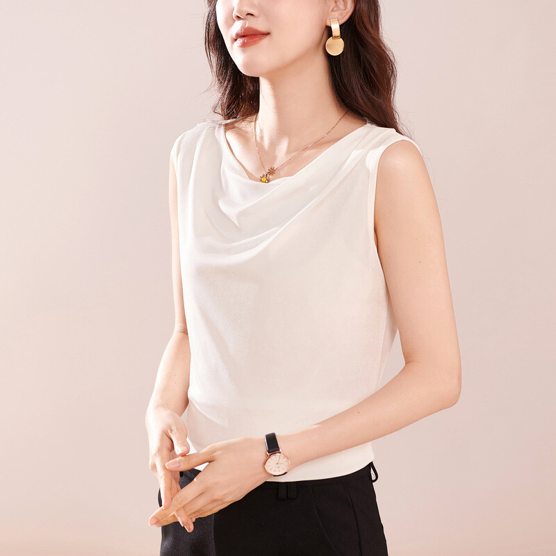 2024 m. vasaros elastingas acetato megztinis temperamentingas prancūziško stiliaus juosmens palaidinė moteriškas aukščiausios klasės vakarietiško stiliaus paprastas megztinis