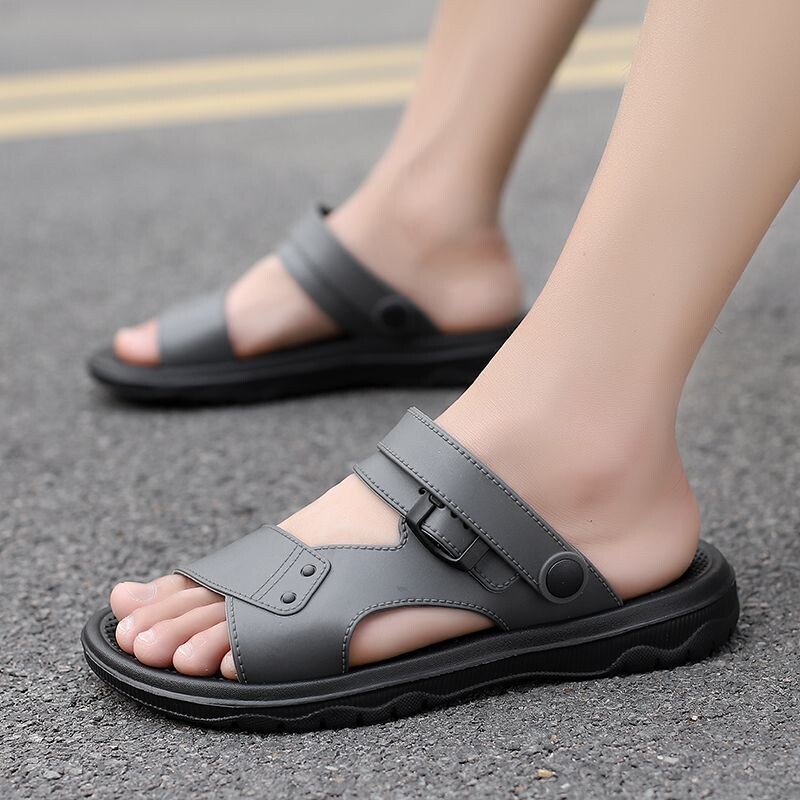 Baltas spilvenveida krāna sandales, vīriešu jauni vasaras vjetnamiešu pludmales apavi, korejiešu versija, daudzpusīgi, divējāda lietojuma, valkāšanai brīvā dabā, vīriešu plakanas kurpes