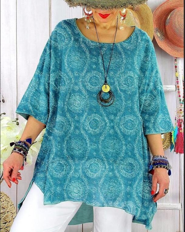 2023 metų mados žingsnelis, retro midi sijonas su medvilnės ir lino raštais, mėlynas komplektas iki vidutinio juosmens, laisvas, plius dydžio, moteriški drabužiai