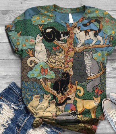 2024 Европейска и американска трансгранична независима станция 3D дамска анимационна 3D животинска дигитален печат ежедневна тениска с къс ръкав за жени