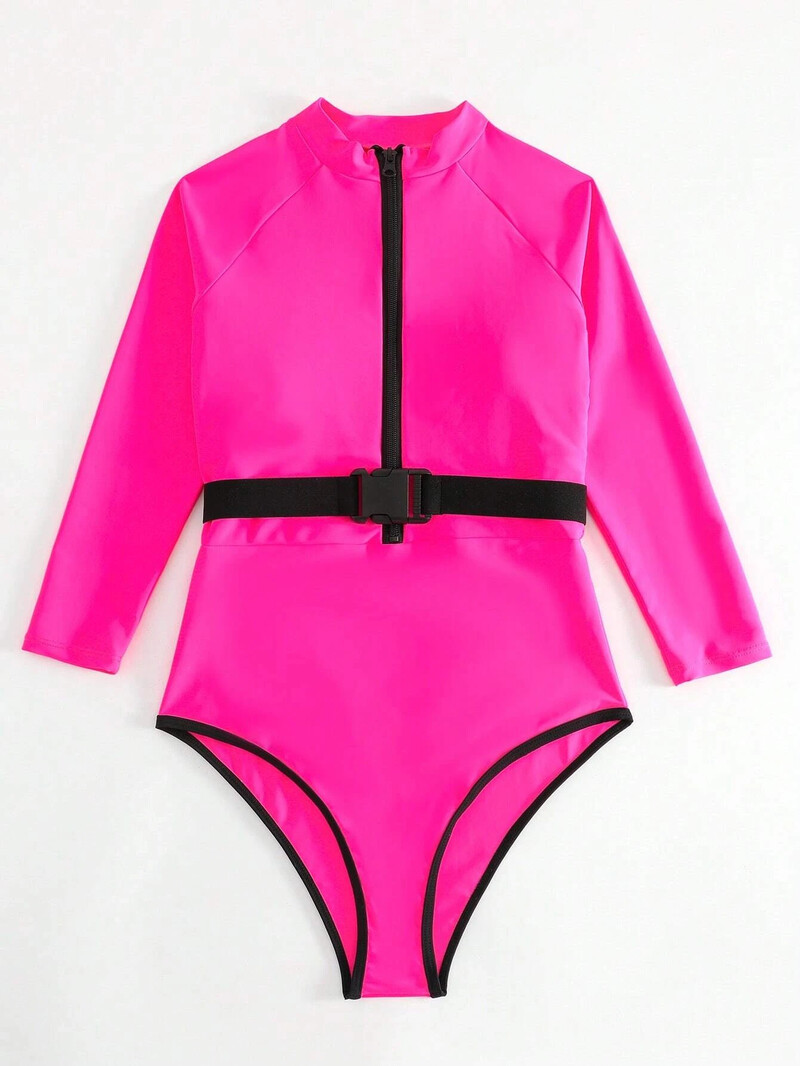 2025 едноцветен колан европейски и американски трансграничен външнотърговски триъгълник слънцезащитен крем секси сърф шнорхелинг бански с дълъг ръкав женски