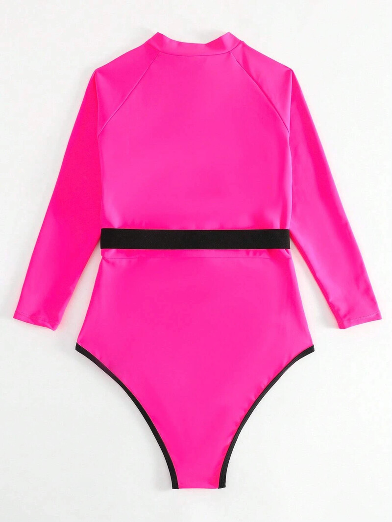 2025 едноцветен колан европейски и американски трансграничен външнотърговски триъгълник слънцезащитен крем секси сърф шнорхелинг бански с дълъг ръкав женски