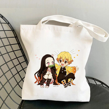Τσάντα αγορών καμβά Anime Surround Demon Slayer Canvas σε στιλ πανεπιστημιούπολης για αγόρια και κορίτσια, casual τσάντες
