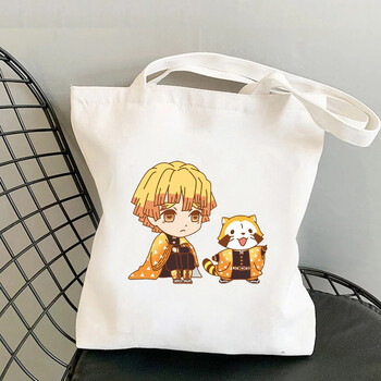 Τσάντα αγορών καμβά Anime Surround Demon Slayer Canvas σε στιλ πανεπιστημιούπολης για αγόρια και κορίτσια, casual τσάντες
