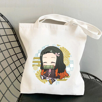 Τσάντα αγορών καμβά Anime Surround Demon Slayer Canvas σε στιλ πανεπιστημιούπολης για αγόρια και κορίτσια, casual τσάντες