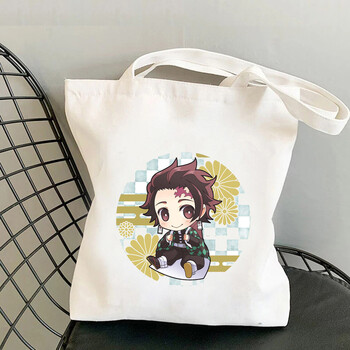 Τσάντα αγορών καμβά Anime Surround Demon Slayer Canvas σε στιλ πανεπιστημιούπολης για αγόρια και κορίτσια, casual τσάντες