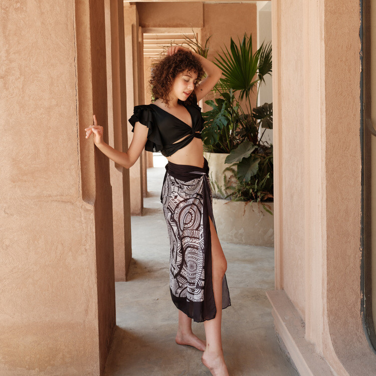 2025 нов ретро бански костюм с висока талия, разделен на три части, дамски европейски и американски бикини, шифонен плажен костюм с пола