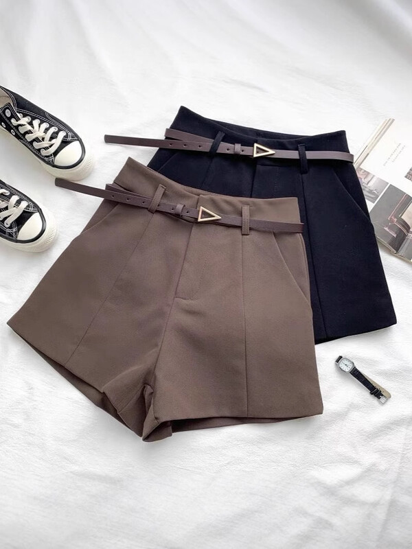 Moteriški aukštu liemeniu šortai, plačių klešnių ir A formos, 2025 m., pavasario-vasaros stiliaus, universalūs, liekni, aukštu liemeniu, laisvalaikio, viršutiniai drabužiai