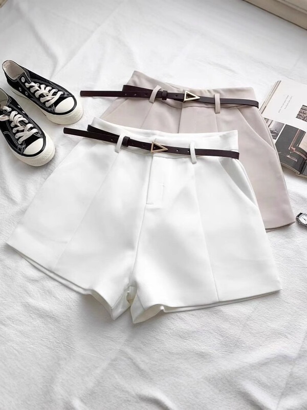 Moteriški aukštu liemeniu šortai, plačių klešnių ir A formos, 2025 m., pavasario-vasaros stiliaus, universalūs, liekni, aukštu liemeniu, laisvalaikio, viršutiniai drabužiai