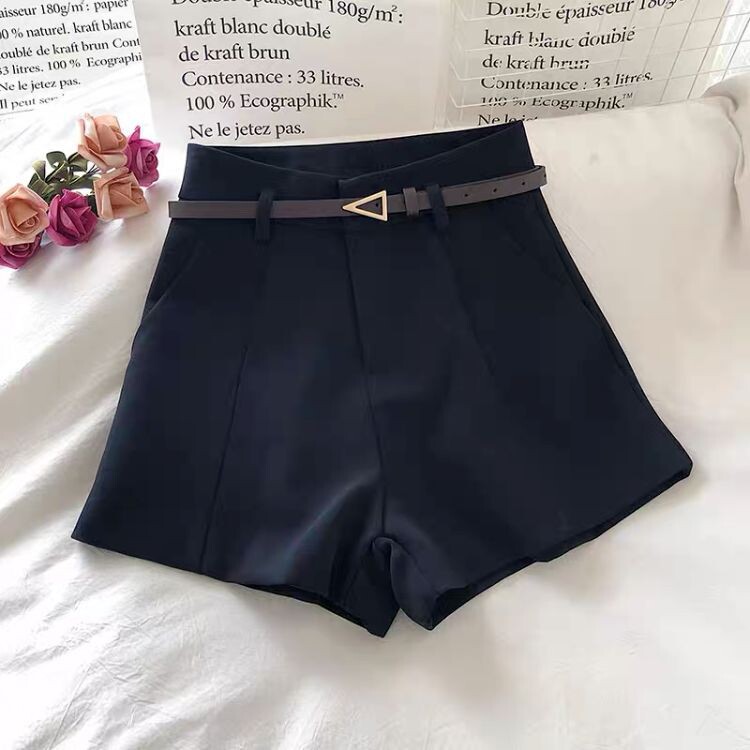 Moteriški aukštu liemeniu šortai, plačių klešnių ir A formos, 2025 m., pavasario-vasaros stiliaus, universalūs, liekni, aukštu liemeniu, laisvalaikio, viršutiniai drabužiai