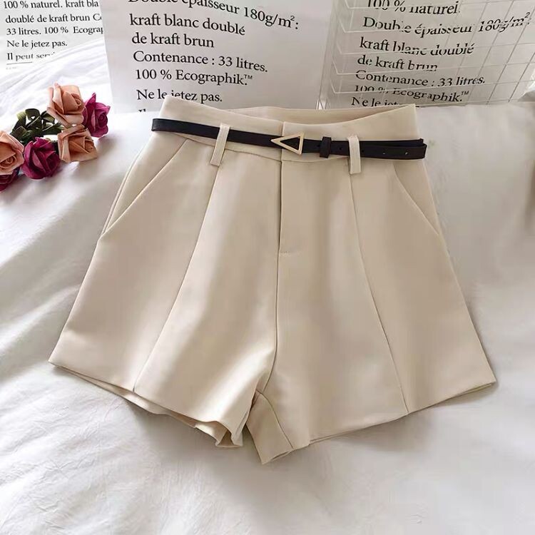 Moteriški aukštu liemeniu šortai, plačių klešnių ir A formos, 2025 m., pavasario-vasaros stiliaus, universalūs, liekni, aukštu liemeniu, laisvalaikio, viršutiniai drabužiai