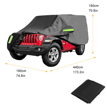 Κάλυμμα αυτοκινήτου Wrangler, Κάλυμμα αυτοκινήτου Wrangler με διπλή πόρτα, 2/4 πόρτα, αδιάβροχο κάλυμμα σκίασης για εξωτερική προστασία
