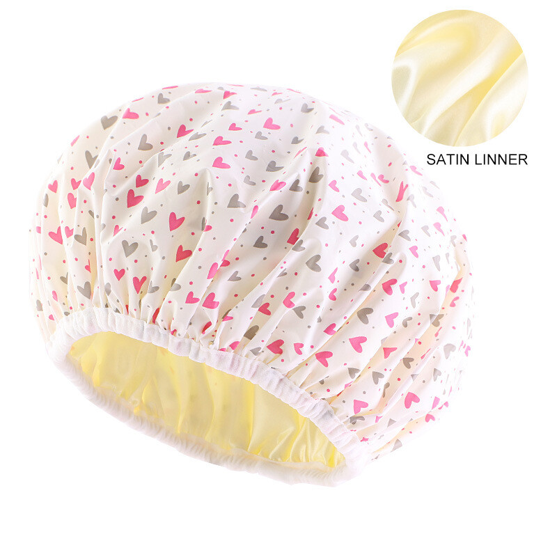 EVA spausdinta vandeniui atspari dušo kepuraitė, satino pamušalas, plaukų priežiūra, PE priežiūros kaukė, makiažo kepuraitė, miego kepuraitė JDY-453K
