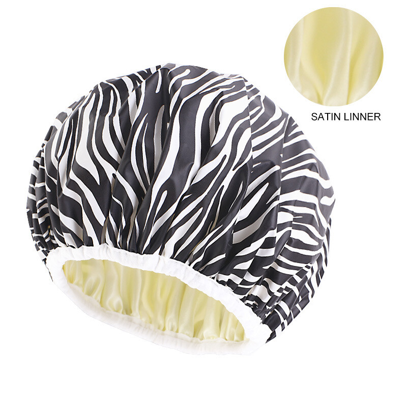 EVA spausdinta vandeniui atspari dušo kepuraitė, satino pamušalas, plaukų priežiūra, PE priežiūros kaukė, makiažo kepuraitė, miego kepuraitė JDY-453K