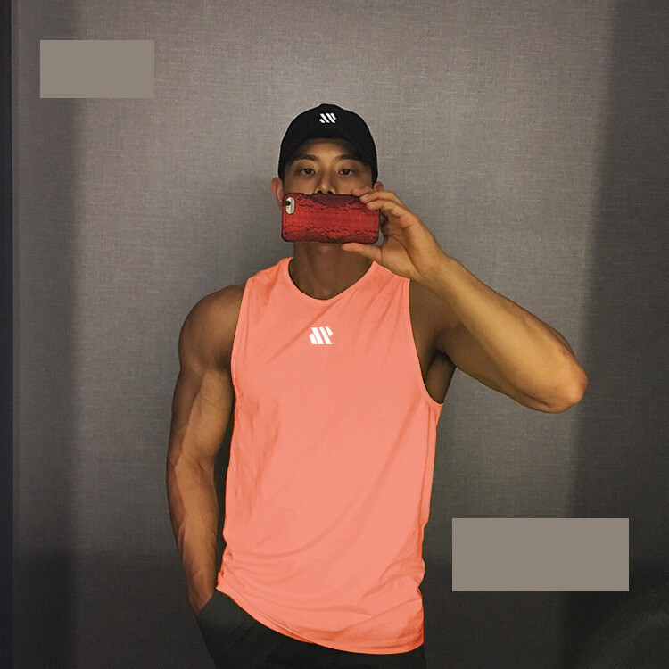 Vasarinė vyriška sportinė greitai džiūstanti liemenė, madinga, laisvalaikiui, fitnesui, be rankovių, kvėpuojanti, laisva, treniruotėms, su apvalia apykakle.