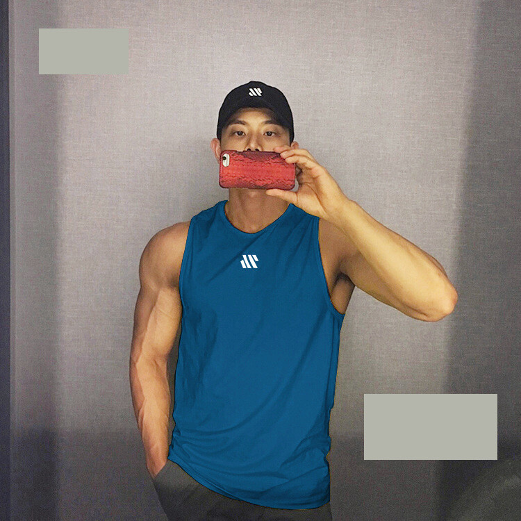 Vasarinė vyriška sportinė greitai džiūstanti liemenė, madinga, laisvalaikiui, fitnesui, be rankovių, kvėpuojanti, laisva, treniruotėms, su apvalia apykakle.