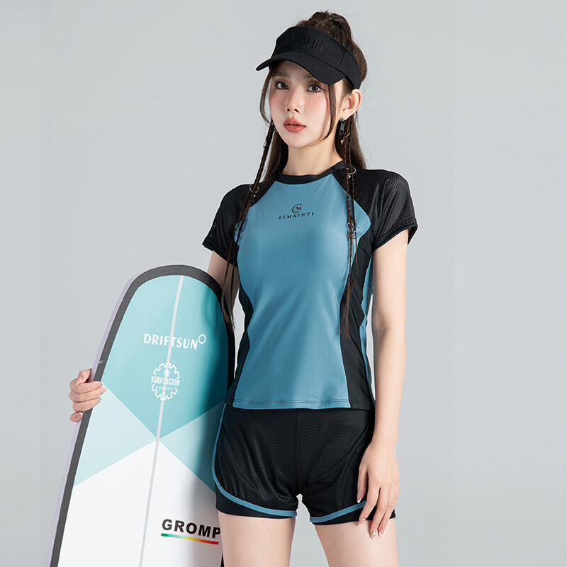 Нов секси бански с половин ръкав, разделен на части, за жени, покриващ корем, показващ тънки малки гърди, консервативен бикини с горещ извор