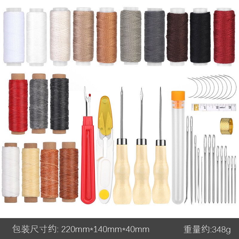 Tarpvalstybiniai karšto išpardavimo odos gaminiai, rankiniai siuvimo įrankiai, „pasidaryk pats“ siuvimo adatų kolekcija, vaško siūlų rinkinys