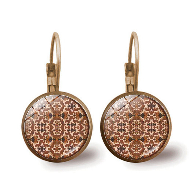 Jogos mandalų gėlių auskarai moterims, universalūs retro brangakmenių auskarai, metaliniai auskarai, temperamentingi moteriški auskarų papuošalai, didmeninė prekyba