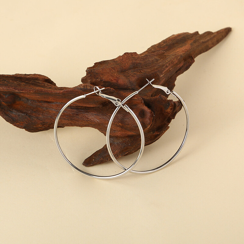 Apvalūs, tarptautiniai europietiški ir amerikietiški titano plieno auskarai, neblukstantys moterims, I formos sagtis su spyruokliniu segtuku, dideli apvalūs spiraliniai auskarai