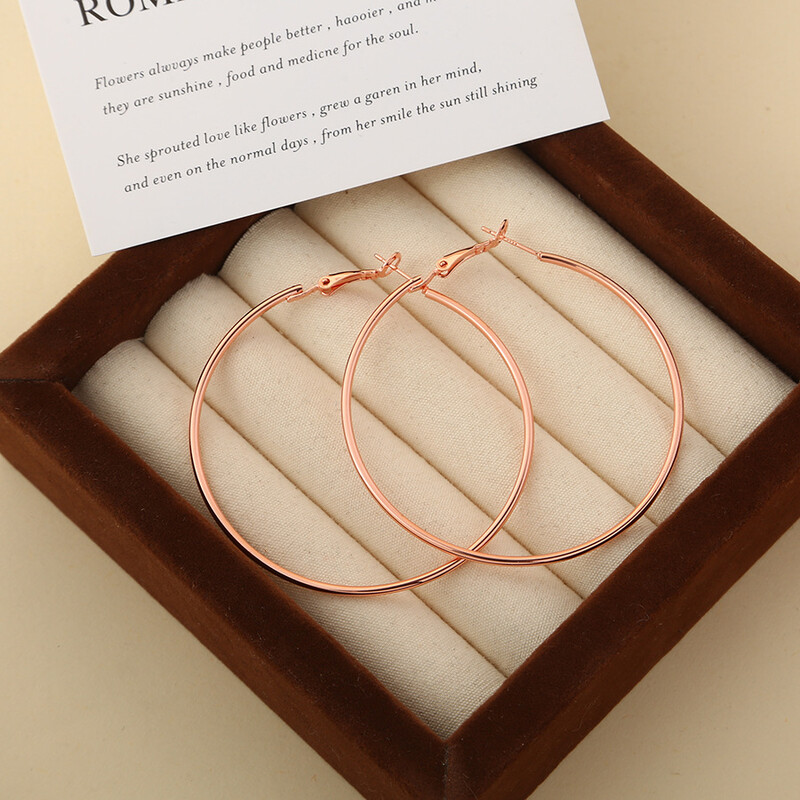 Apvalūs, tarptautiniai europietiški ir amerikietiški titano plieno auskarai, neblukstantys moterims, I formos sagtis su spyruokliniu segtuku, dideli apvalūs spiraliniai auskarai