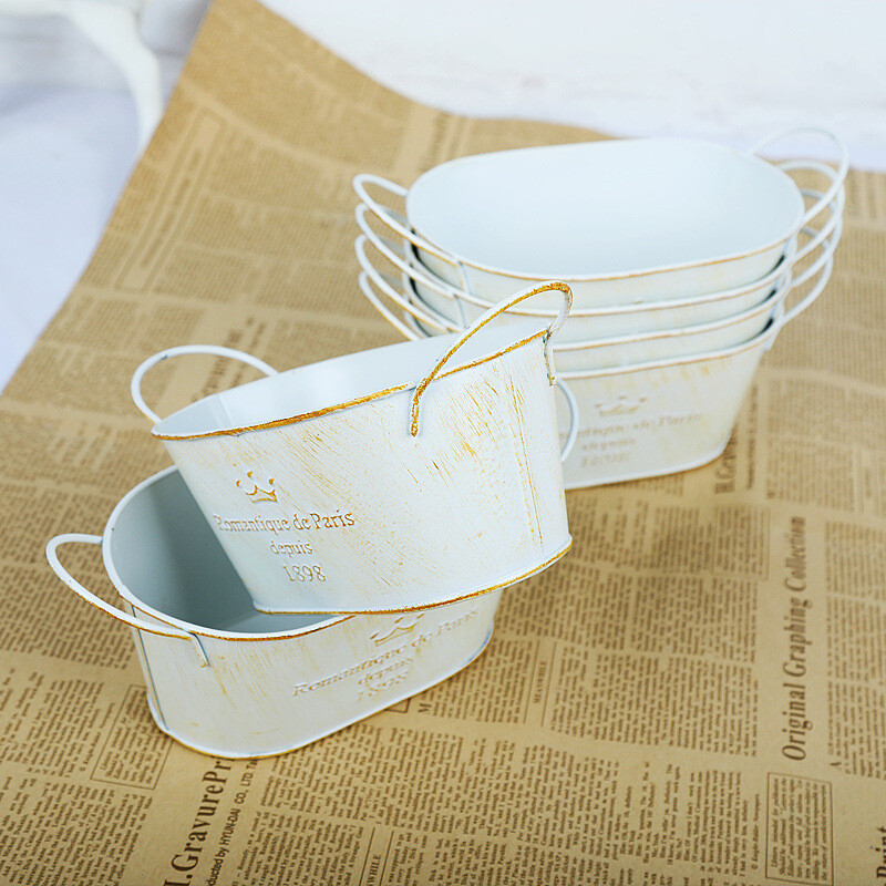 Amerikietiškas geležinis gėlių vazonas, geležinis kibiras, gėlių kibiras, retro senovinis gėlių vazonas, pastoracinės sodo puošmena, sukulentų vazonas