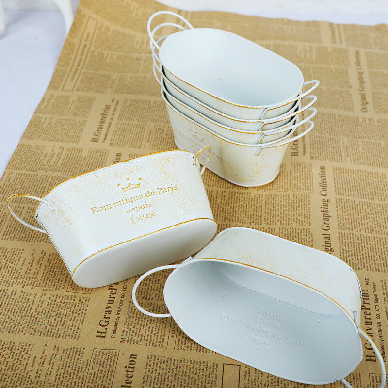 Amerikietiškas geležinis gėlių vazonas, geležinis kibiras, gėlių kibiras, retro senovinis gėlių vazonas, pastoracinės sodo puošmena, sukulentų vazonas