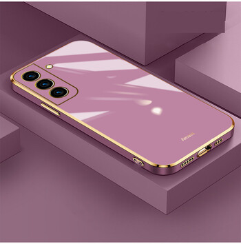 Подходящ за Samsung S25Ultra прав ръб галванизиран 6D калъф за мобилен телефон, едноцветен TPU мек корпус, Note20, прост защитен калъф
