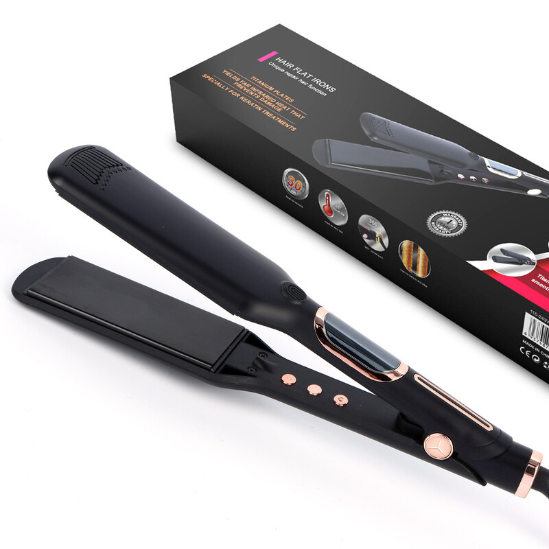 Ārējās tirdzniecības taisnotājs ar pagarinātu lielu LCD ekrānu 500F taisnu matu sprādzi ar negatīviem joniem, frizētavas īpaša jonu pastāvīgā taisnošanas plāksne