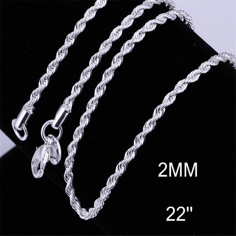 Korėjietiškų madingų papuošalų asmenybės susukta grandinėlė, madingas sidabruotas 2 mm blykstės susuktos virvės vėrinys, vientisa grandinėlė