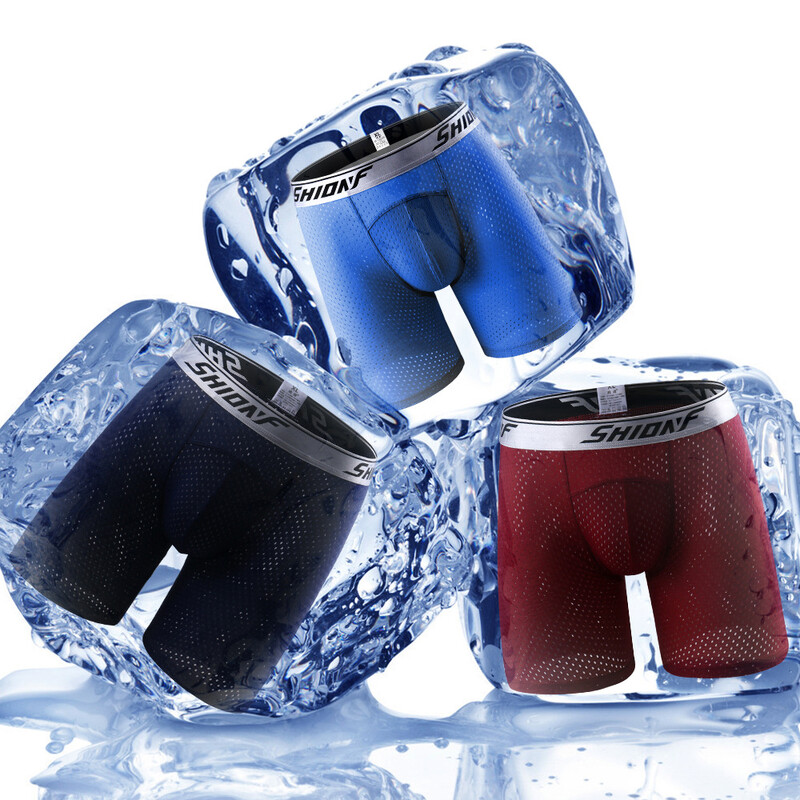 Vīriešu apakšveļa, ledus zīda bokseršorti, sporta riteņbraukšanas bikses ar nodiluma aizsardzību, Plus izmēra, biezas vīriešu bikses