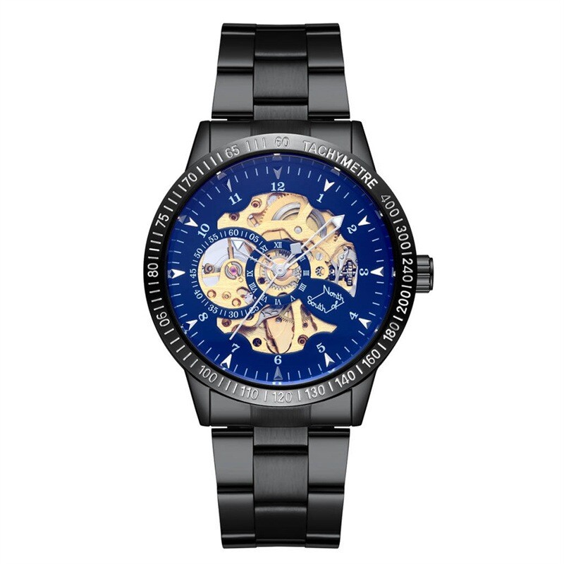Vīriešu pilnībā automātisks mehāniskais pulkstenis vīriešiem, moderns, dobs, ūdensnecaurlaidīgs, mirdzošs, moderns mehānisks vīriešu pulksteņu rūpnīcas vairumtirdzniecības veikals