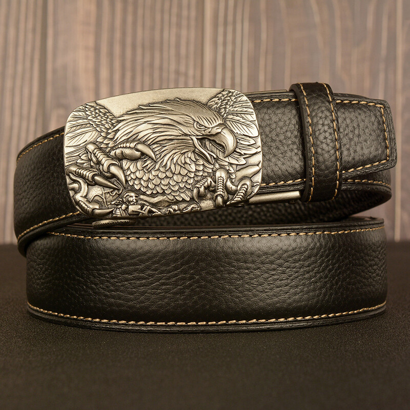 Meeste ehtsast nahast vöö, retro, automaatse pandlaga, draakon, pandlaga, noorte-, vabaaja vöö