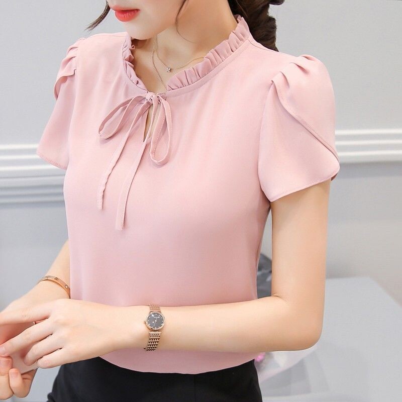 Ženska košulja kratkih rukava s printom od šifona, ljeto, 2024., novo, kratkih rukava, radni pulover, uski kroj, elegantno, malog formata