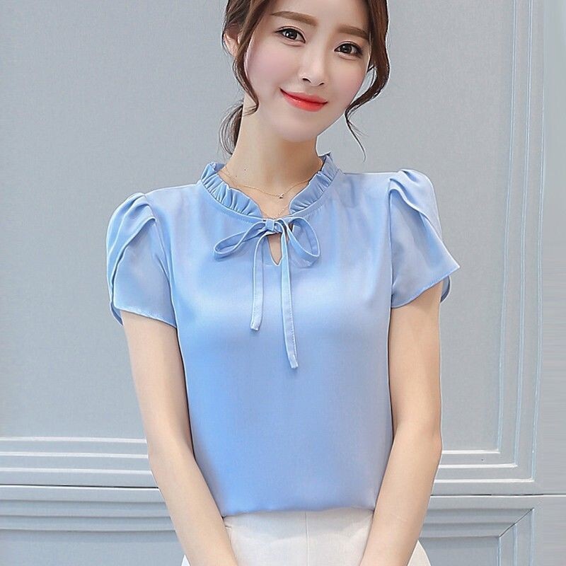 Ženska košulja kratkih rukava s printom od šifona, ljeto, 2024., novo, kratkih rukava, radni pulover, uski kroj, elegantno, malog formata