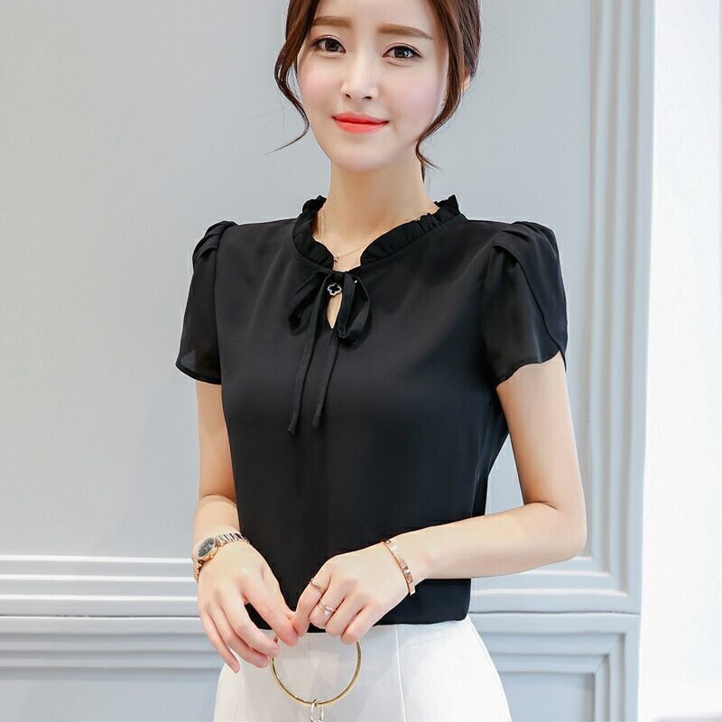 Ženska košulja kratkih rukava s printom od šifona, ljeto, 2024., novo, kratkih rukava, radni pulover, uski kroj, elegantno, malog formata