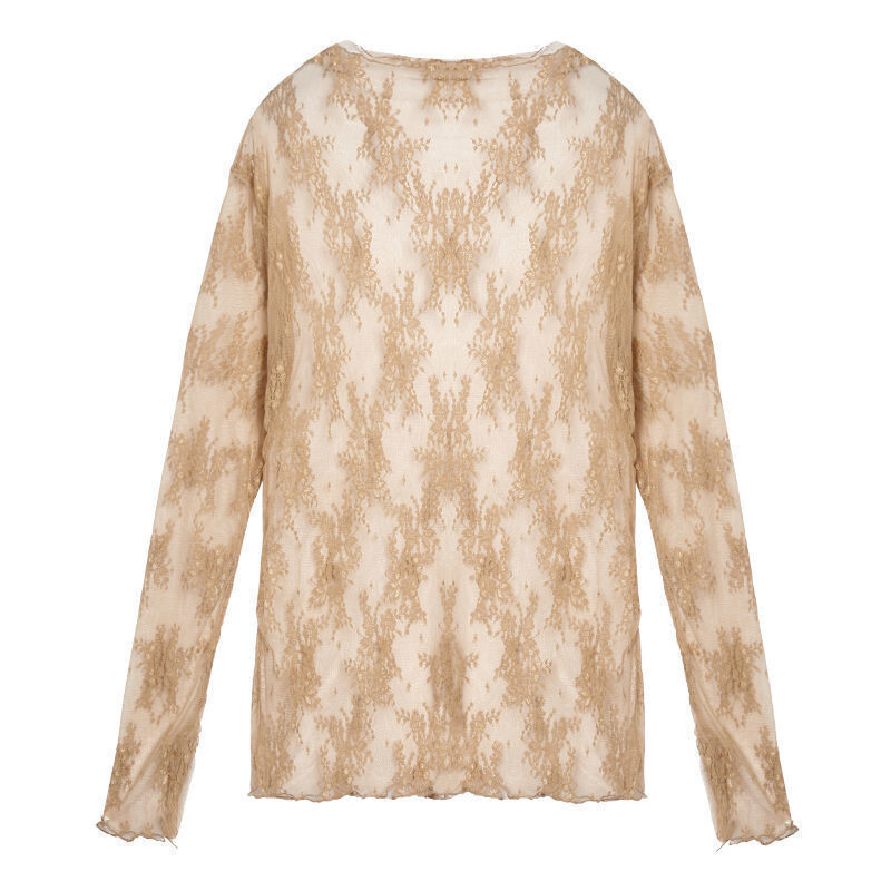 Ženska majica s visokim ovratnikom, veličina "Pell size", mrežasta, sa zaštitom od sunca, težine 90 kg, s čipkom i drvenim ušima.