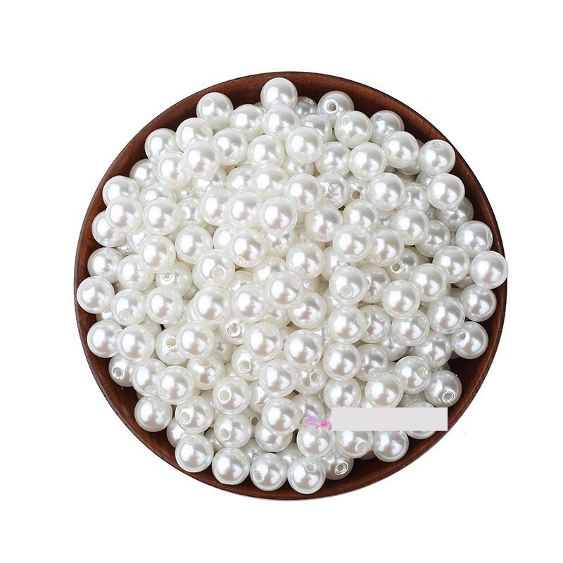 Augstas spīduma ABS mākslīgās pērles, apaļas, taisnas atveres, tīri baltas, bēšas pērles, DIY krelles, vairumtirdzniecība, vesela mārciņa