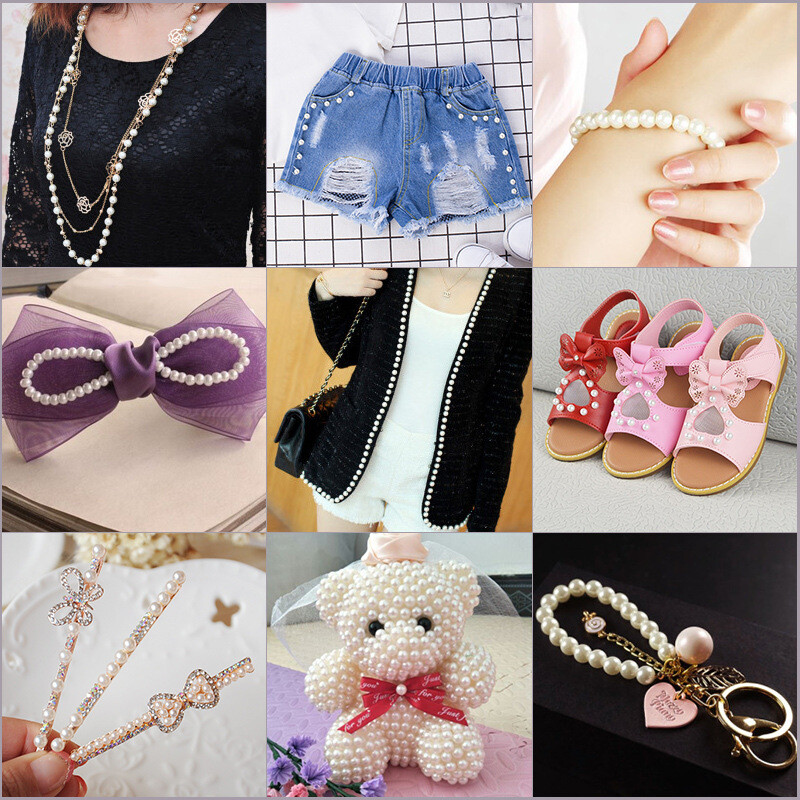 Augstas spīduma ABS mākslīgās pērles, apaļas, taisnas atveres, tīri baltas, bēšas pērles, DIY krelles, vairumtirdzniecība, vesela mārciņa