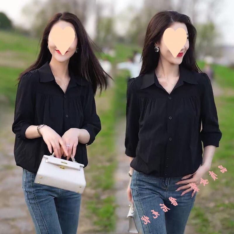 Majica s tri točke kopčanja za proljeće-ljeto 2025., novi stil, prekriva trbuh i čini da izgledate vitko, moderno, opušteno i ležerno, elegantno i moderno