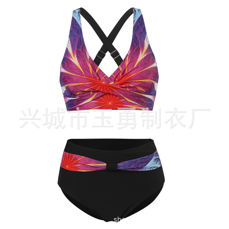 Novi ženski bikini kupaći kostim s podjelom iz 2023., europski i američki bikini, vanjska trgovina, seksi kupaći kostim visokog struka, prekogranično mjesto za kupaće kostime