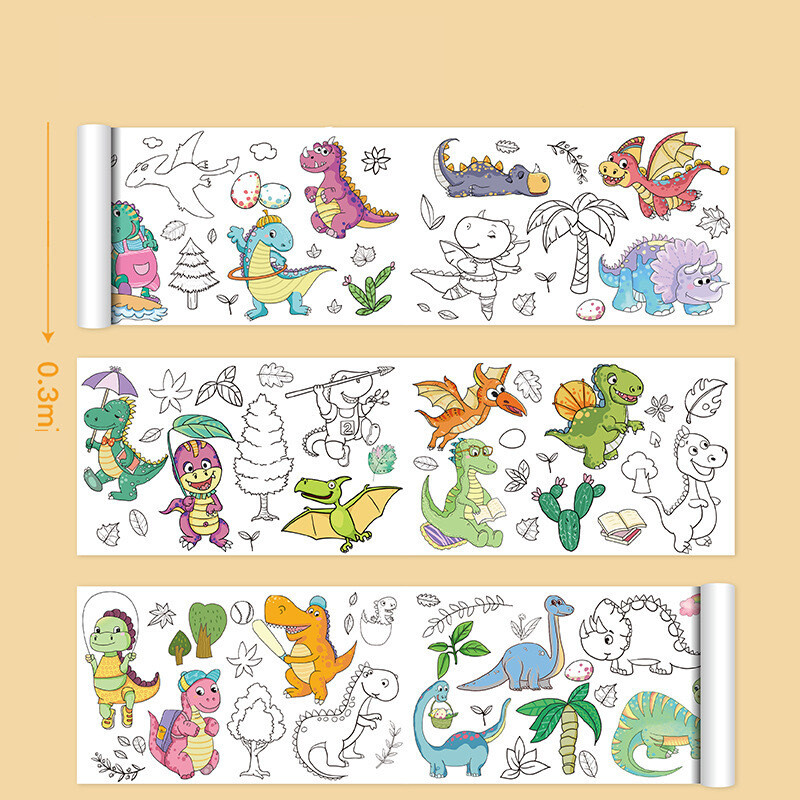 Bērnu grafiti zīmējumu krāsojamo rulli zīmēšanas papīram, garu zīmējumu rulli bērnudārza bērnu krāsojamo audeklu var pielīmēt pie sienas, to nenosmērējot.