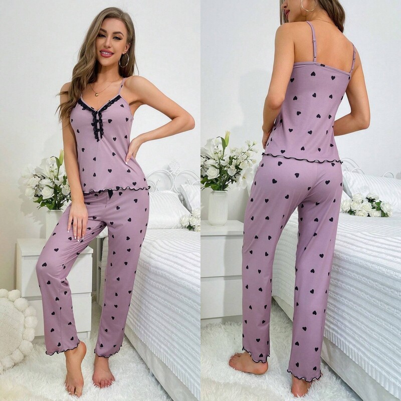Moteriškos europietiškos ir amerikietiškos pižamos, dviejų dalių komplektas, namų apranga, naujas stilius, patogios nėriniuotos petnešos, kelnės, kostiumas, tarpvalstybinis tiekimas iš gamyklos.