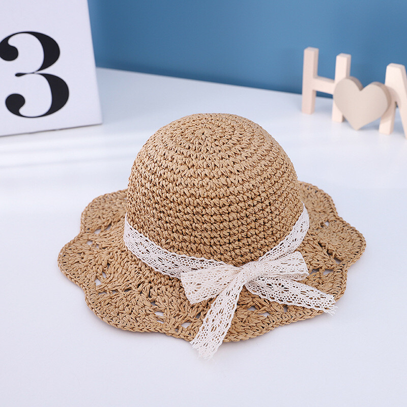Vaikiška šiaudinė skrybėlė su juostele vasarai, naujas stilius, vaikiška popierinė šiaudinė skrybėlė, vaikiška skrybėlė nuo saulės, paplūdimio skrybėlė 3-8 metų vaikams