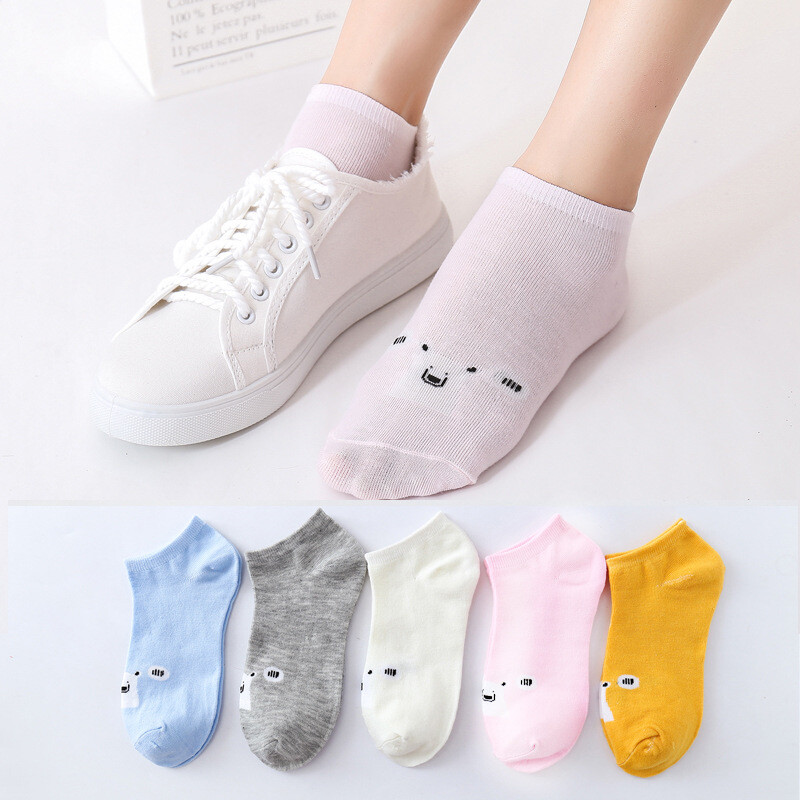 5 ζευγάρια Γυναικείες Κάλτσες, Μοντέρνες Κάλτσες Σκάφους, Ρηχό Άνοιγμα, Αόρατες, Μονόχρωμες, Ιαπωνικού Στυλ, Άνοιξη, Φθινόπωρο, Καλοκαίρι, Αναπνέουσες, Χαμηλές, Λεπτές Κοντές Κάλτσες