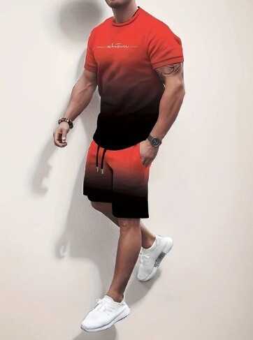 2025 m. vasaros užsienio prekybos mados tendencija – 3D skaitmeninė spauda, universalus vaikiškas trumpų rankovių kostiumas suaugusiems.