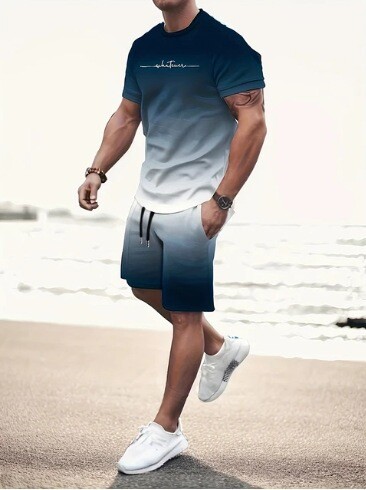 2025 m. vasaros užsienio prekybos mados tendencija – 3D skaitmeninė spauda, universalus vaikiškas trumpų rankovių kostiumas suaugusiems.