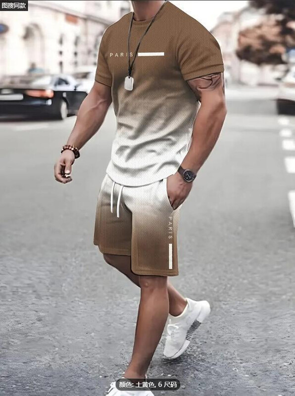 2025 m. vasaros užsienio prekybos mados tendencija – 3D skaitmeninė spauda, universalus vaikiškas trumpų rankovių kostiumas suaugusiems.