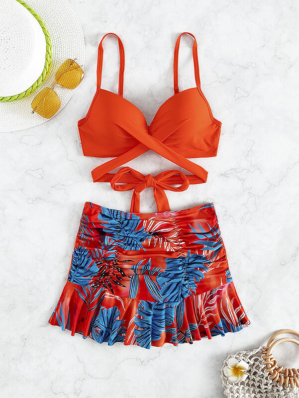 2024 m. nauji europietiški ir amerikietiški moteriški maudymosi kostiumėliai, vasariniai, suvarstomi, plieniniu kaklu, atraminiai, seksualūs, perpjauti, paplūdimio, sijono formos, moterims